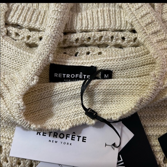 Retrofete Avril Crochet Dress Stretch Knit Gold Undertone Medium NWT New $495 - Picture 2 of 3